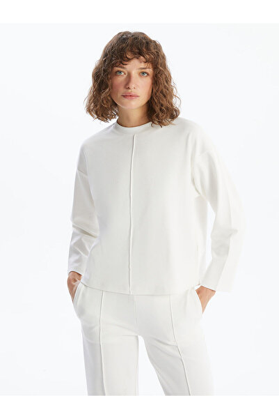 LC Waikiki Lcw Vision Ecru Crew Neck Plain Oversize Women's Sweatshirt