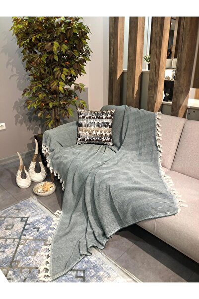 LUWİNO HOME غطاء كرسي بنمط عظم السمك مربوط يدويًا مقاس 180*200 سم