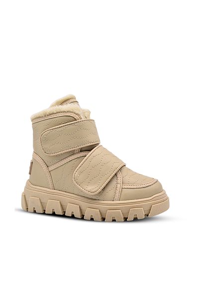 kids A more Annabel Embroidery Detailed Plush Fur Inside Double Crisp Girl's Boots Beige Color