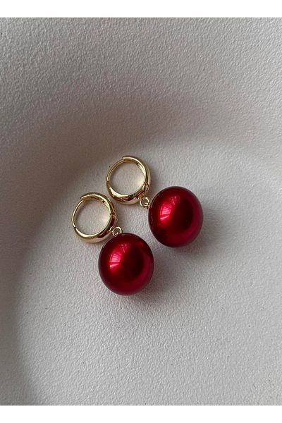 mos&more Elegant Burgundy Earrings - Stylish Women's Christmas Ball