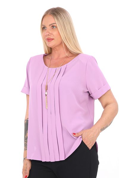 KİFAYET 22376 Necklace Pleated Front Short Sleeve Jesika Blouse (R) (D104)