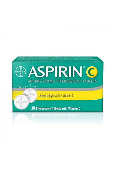 Bayer TML Aspirin Vitamin C Effervescent Tablets, 10 Pieces