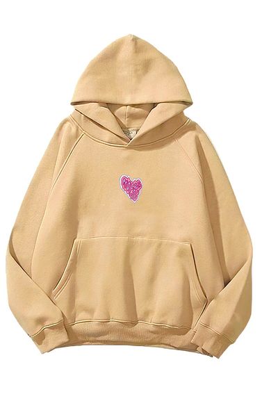 The Champ Clothing Φούτερ με κουκούλα Fleece No Fear Printed Beige Unisex Oversize Hoodie φούτερ