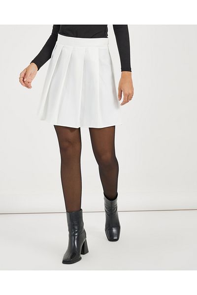 Styli Plain Pleated A-Line Mini Skirt