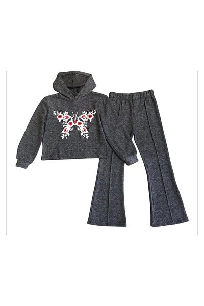 Little Star Girl's Soft Fabric Butterfly Embroidered Knitwear Set