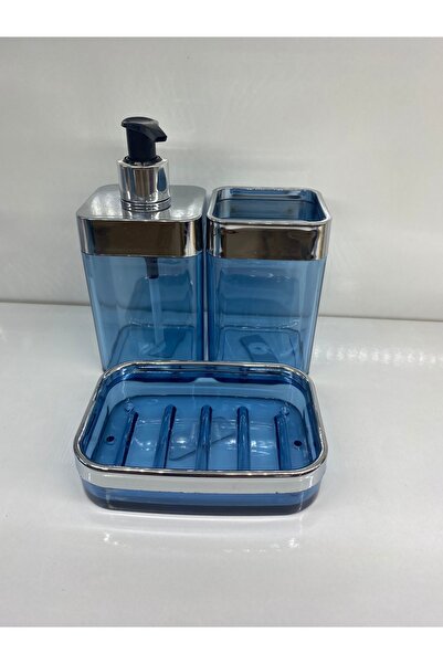 LUCES DESİGN 3 Parça Lüx Krom Banyo Seti Sıvı Sabunluk Akrilik