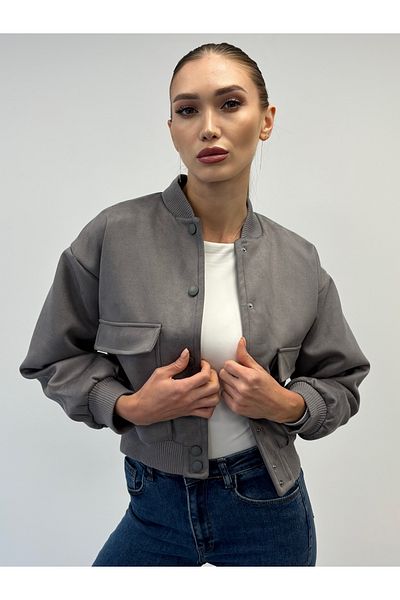 ossons Wide Pocket Snap Button Bomber Jacket