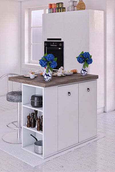 moka park avm Kapaklı İki  Geniş-Dar Raflı Dekoratif Şık Mutfak Adası