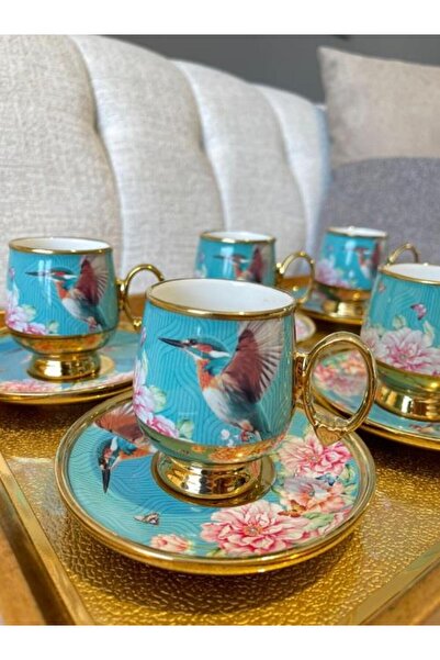 ROY KING Royking Qush 6 Lı Kahve Fincanı Takımı MAVİ BKY 006