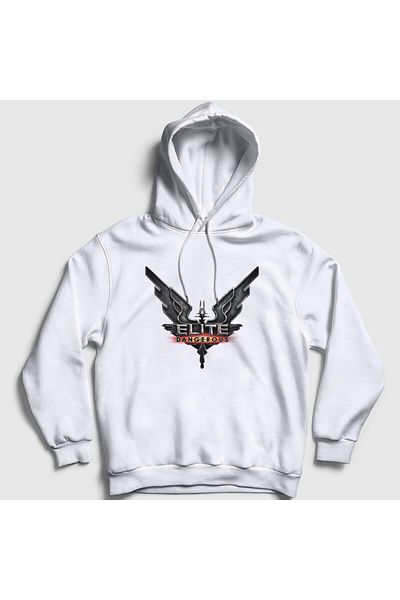Presmono Φούτερ με λευκό λογότυπο Unisex Gaming Elite Dangerous Hooded 511247 ττ