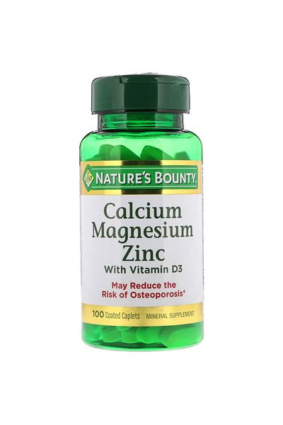 Nature's Bounty Calcium Magnesium Zinc Dietary Supplement, 100 Caplets