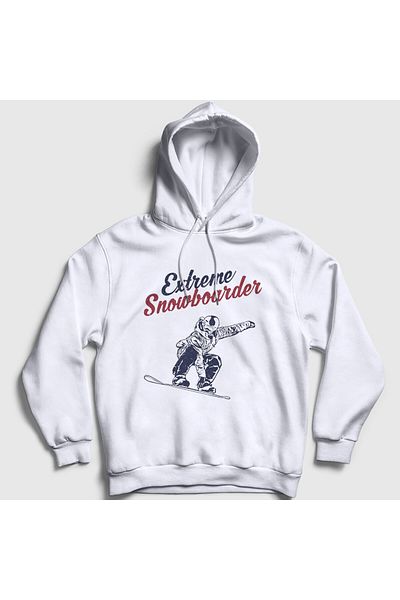 Presmono Extreme Snowboarder Unisex Φούτερ με λευκή κουκούλα - Δώρο σκι 508581 ττ