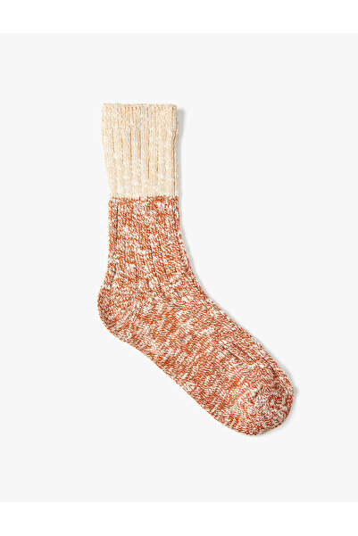 Koton Socket Socks Thick Textured Gray Color Block