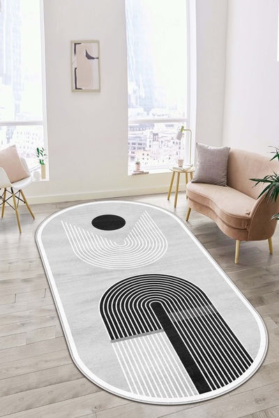 West Home Makinede yıkanabilir kaymaz taban leke tutmaz oval bohem mutfak halısı salon halısı ve yolluk