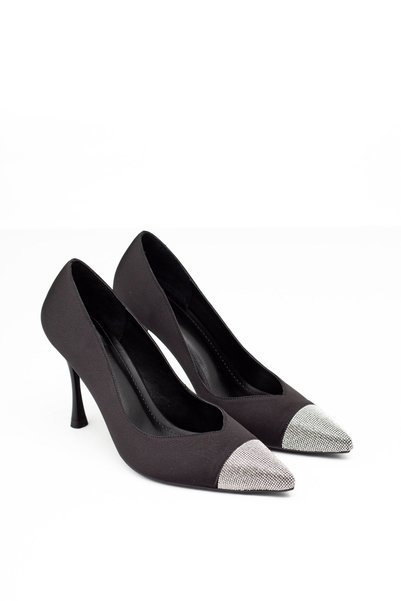 Büşracan Bsr1001-1 Women's Shiny Stone Patterned Stiletto Shoes Thin Heeled Pointed Toe Stylish Evening Dress Heeled Shoes