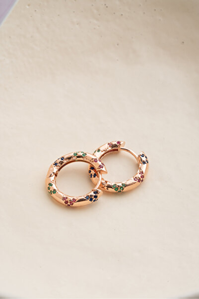 Silvano Jewelry 925 Ayar Gümüş Renkli Taşlı Halka Küpe