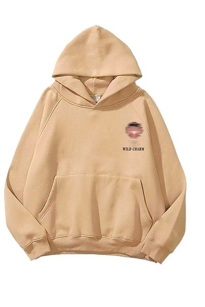 The Champ Clothing Φούτερ με κουκούλα μπεζ Unisex Fleece Wild Charm με στάμπα με κουκούλα
