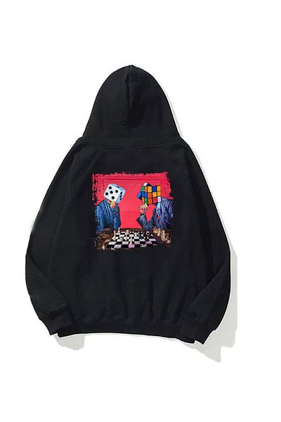 The Champ Clothing Унисекс суитшърт с качулка и черен поларен принт