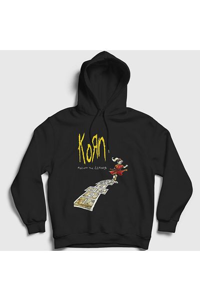 Presmono Унисекс блек метъл суитшърт с качулка Korn - Follow The Leader 508717tt