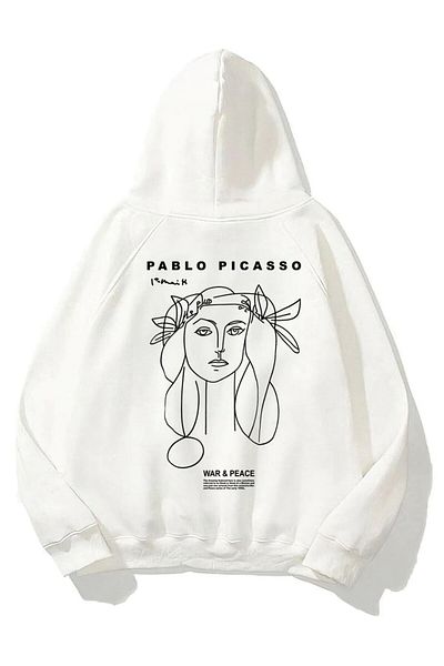 The Champ Clothing Φούτερ με κουκούλα Polar War & Peace με στάμπα λευκό Unisex με κουκούλα