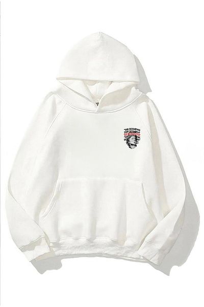 The Champ Clothing Φούτερ με κουκούλα Fleece The Olympian Printed White Unisex Hoodie
