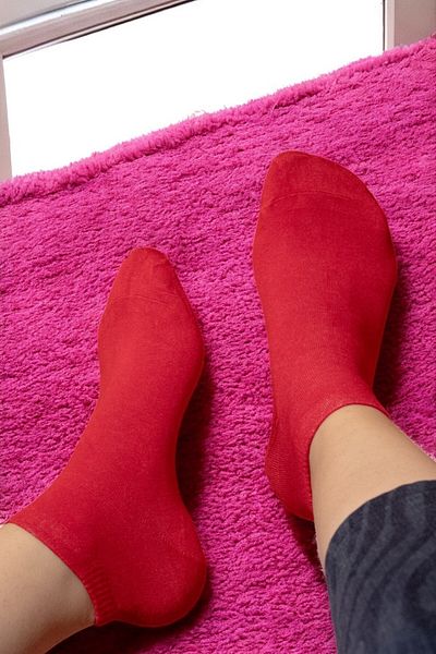 Blue Style Set of 6 Bamboo Red Women's Booties Socks