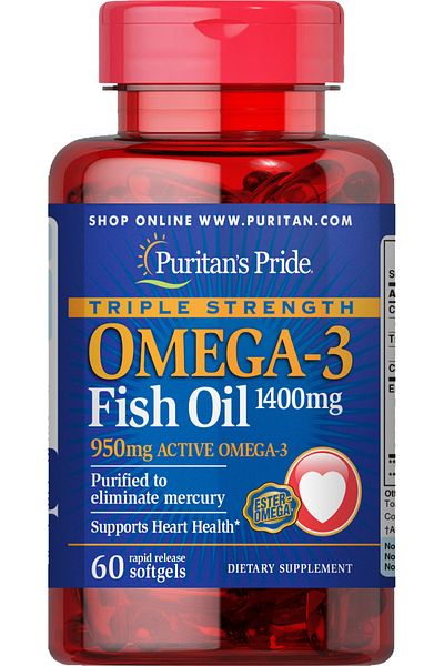 Puritan's Pride Omega-3 Fish Oil Dietary Supplement, 1360mg, 60 Softgels