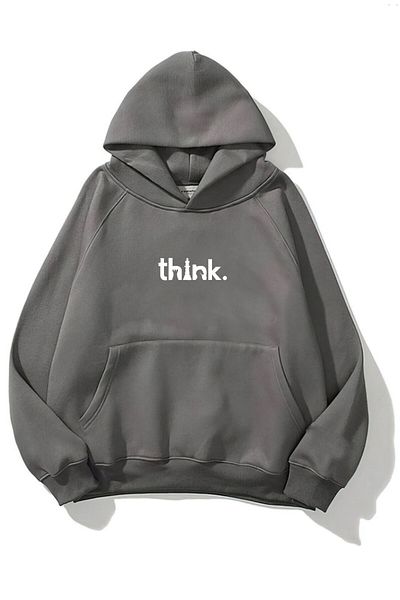The Champ Clothing Think Printed Smoked Unisex Oversize φούτερ με κουκούλα