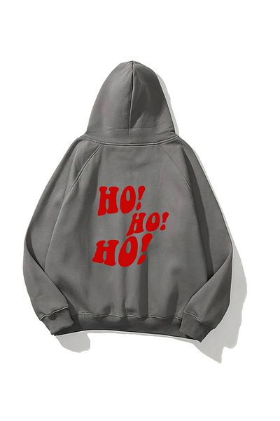 The Champ Clothing Καπνιστό Unisex Fleece Φούτερ - Χριστουγεννιάτικο σχέδιο με κουκούλα και τυπωμένο κείμενο