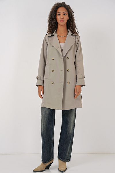 Bigdart Stone Colored 5935 Model Double Breasted Lapel Trench Coat