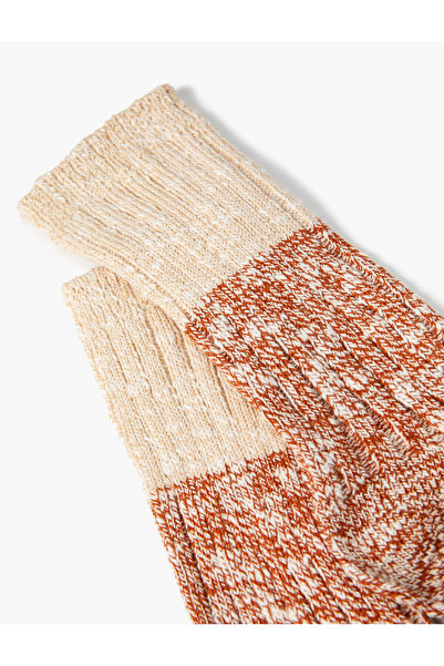 Koton Socket Socks Thick Textured Gray Color Block