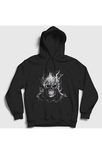 Presmono Унисекс черен череп Ghost Rider подарък мотоциклетист суитшърт с качулка 513787tt