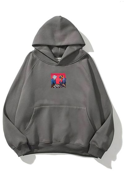 The Champ Clothing Φούτερ με κουκούλα Fleece Chess Printed Smoked Unisex Oversize Hoodie φούτερ