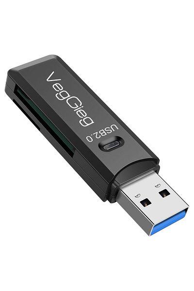 Veggieg Black USB 2.0 Sd and Micro Sd Memory Card Reader