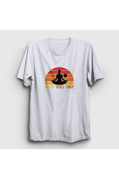 Presmono Unisex Λευκό μπλουζάκι γιόγκα μόνο δώρο Good Vibes 508988 ττ