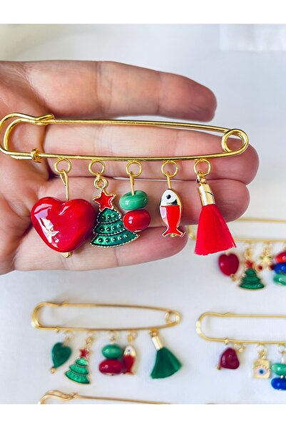 byebruketenci Yılbaşı Broş, Iskoç Yaka Iğnesi, Çanta Aksesuarı Murano Boncuk