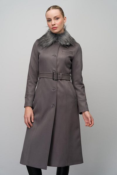 Olcay GREY 6640 - Șapcă din piele de căprioară din gabardină cu guler detașabil și brodat