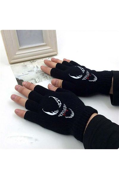 DEEFWEAR Γάντια για ζευγάρια με στάμπα Stillex Venom Unisex Μαύρα κομμένα