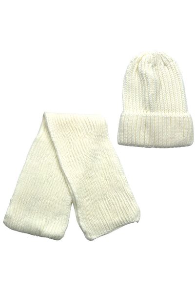 AXE SPORTSWEAR Tricotaj Ecru Set de 2 tricoturi de iarnă - eșarfă și beretă