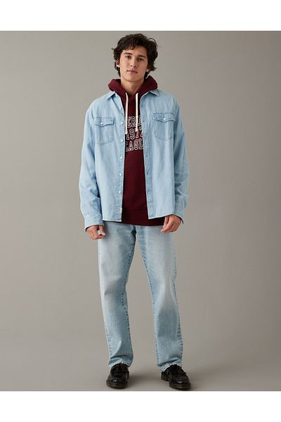AMERICAN EAGLE AE Super Soft Graphic Hoodie Maroon U-0193-2194