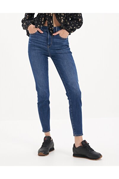 AMERICAN EAGLE بنطال جينز AE Ne(x)t Level عالي الخصر ذو منحنيات U-4432-4106