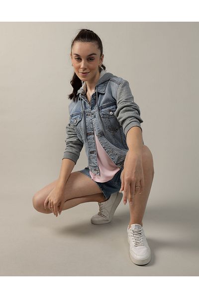 AMERICAN EAGLE Ae Strigid Denim Sweatshirt - Classic U-0381-3478