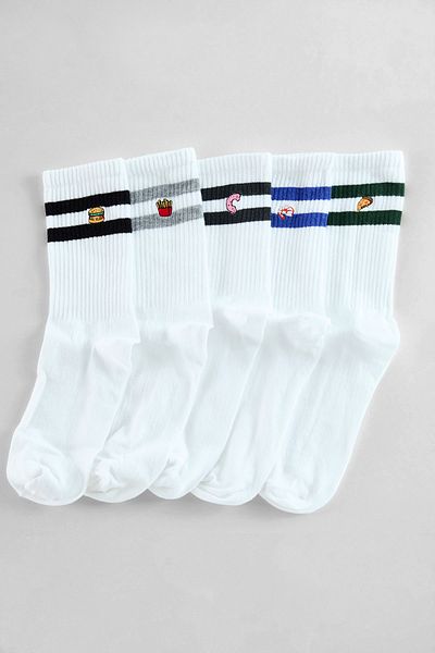 Trendyol Collection Унісекс білі вишиті бавовняні смугасті гетри для тенісу коледжу середньої довжини набір з 5 штук TMNAW25CO00022
