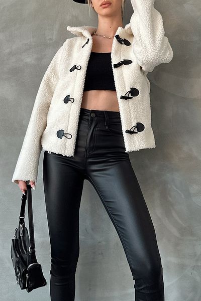 Edit by Trendyol Ecru Shepherd Closure Regular Midi Coat Tedaw25Mo00010