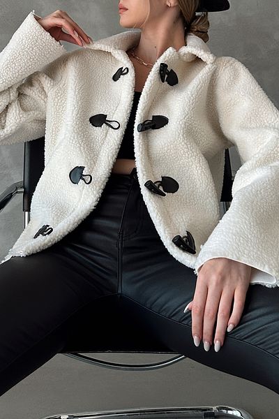 Edit by Trendyol Ecru Shepherd Closure Regular Midi Coat Tedaw25Mo00010