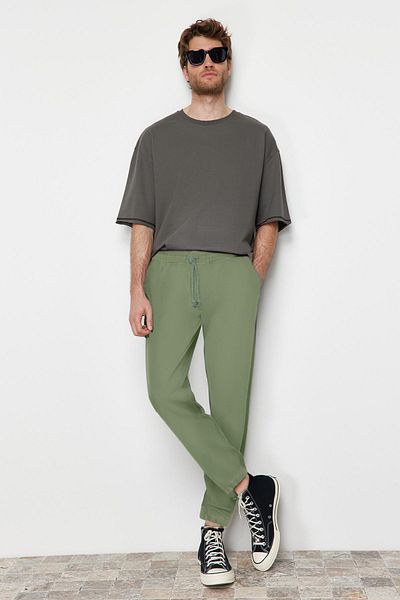 Trendyol Collection Light Khaki Elastic Waist Tie Jogger Fit Gabardine Trousers Tmnss20Pl0056