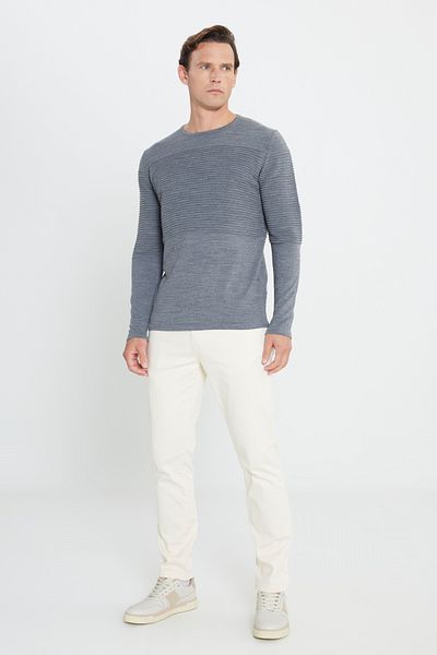 AC&Co / Altınyıldız Classics Herren-Strickpullover in Anthrazit-Melange mit normaler Passform und normalem Schnitt und Rundhalsausschnitt