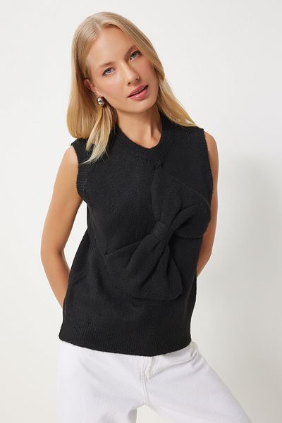 Happiness İstanbul Black Knitwear Sweater - Bow Detail, Women'S, Pf00083