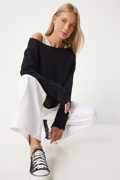 Happiness İstanbul Black Double Knitwear Blouse - Tank Top, Women'S, Mt00152