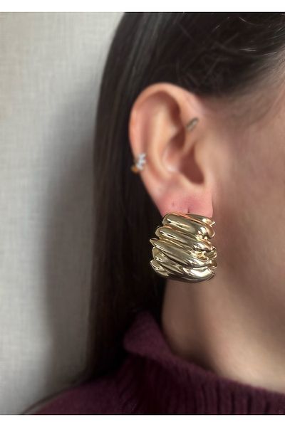 MioArt Women's Special Design Serrated Hoop Earrings